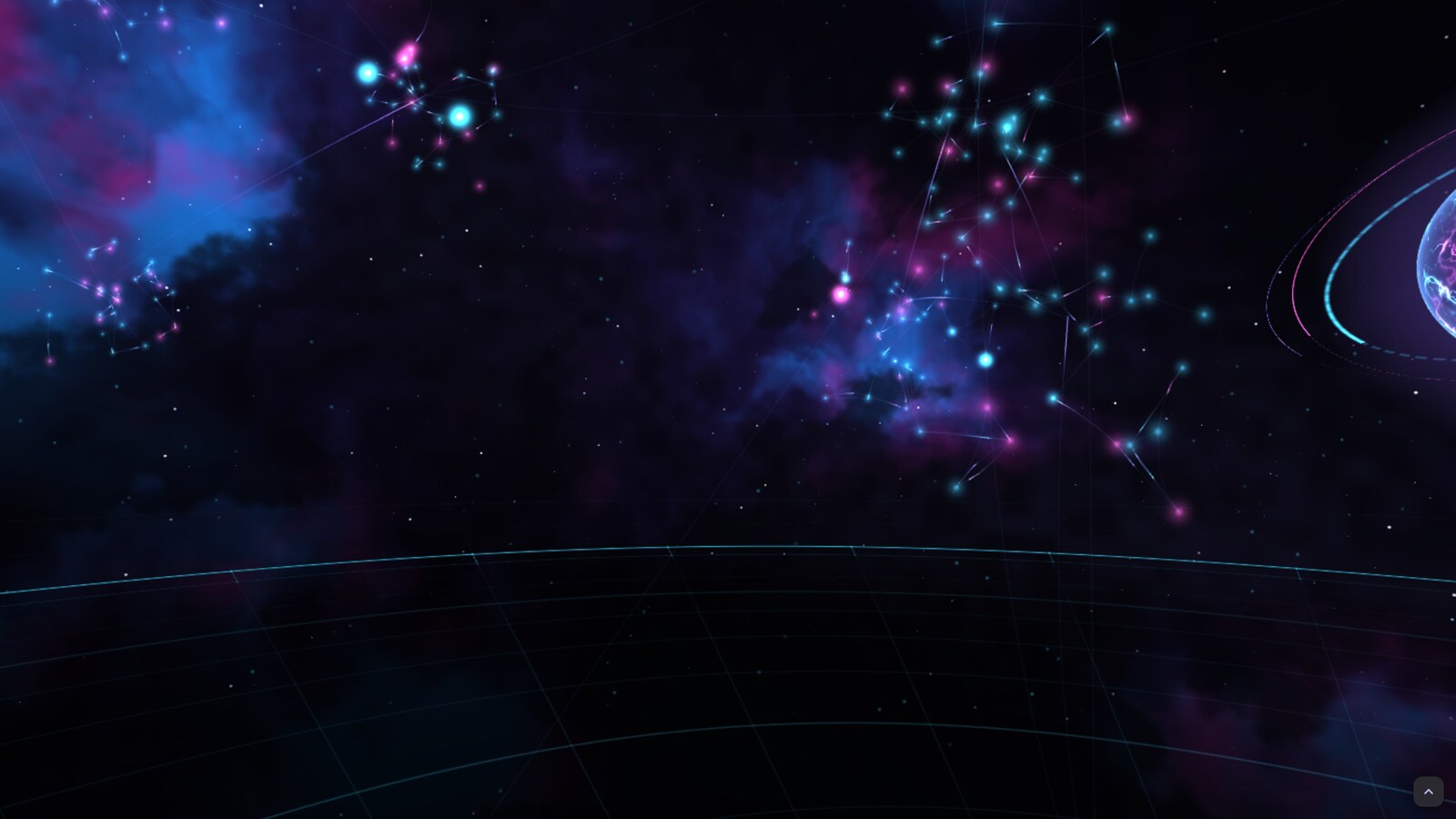 Neuron clusters in front of a nebula